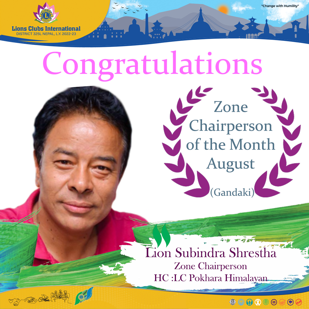 Zone Chairperson of the Month August Gandaki