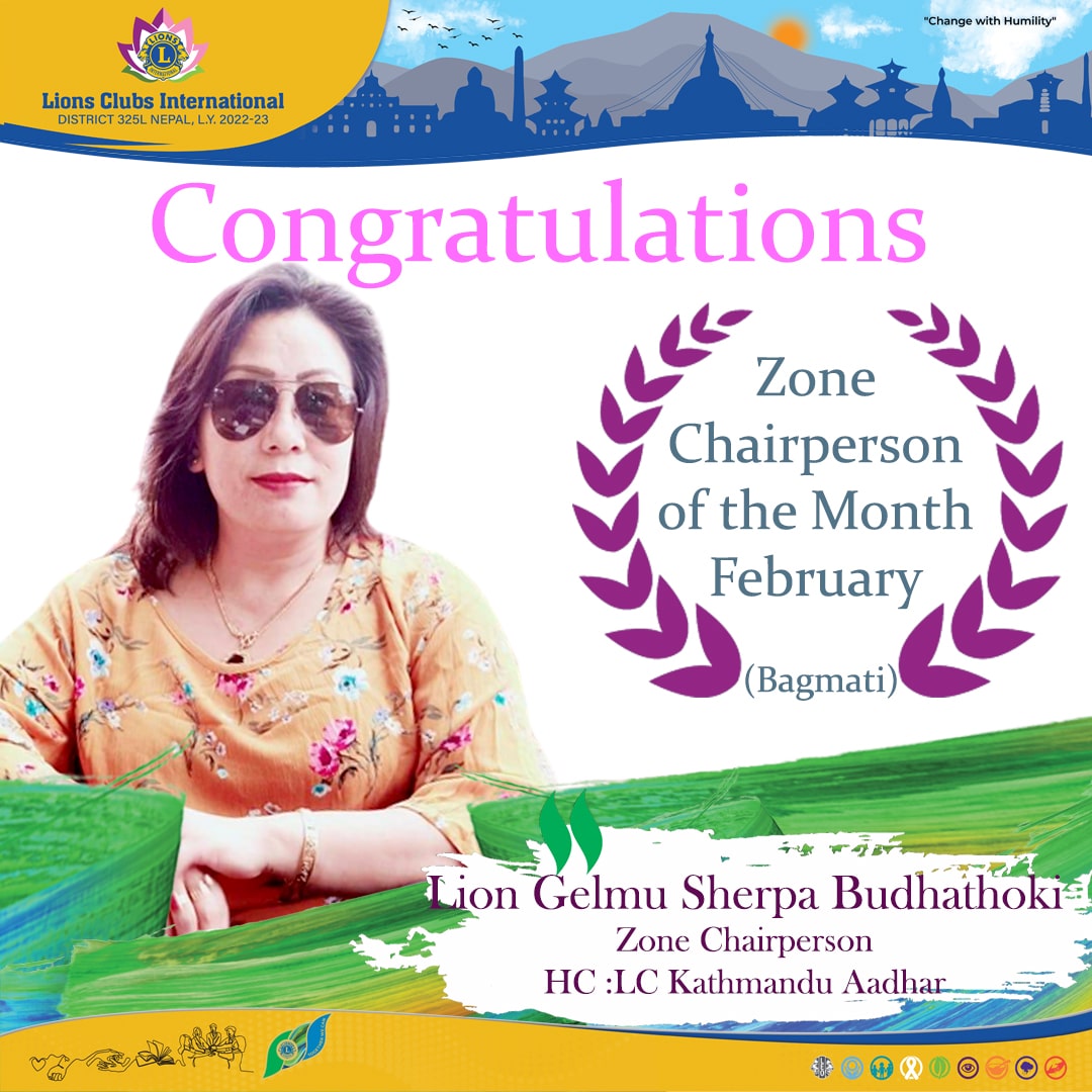 Zone Chairperson of the Month February 2023 Bagmati