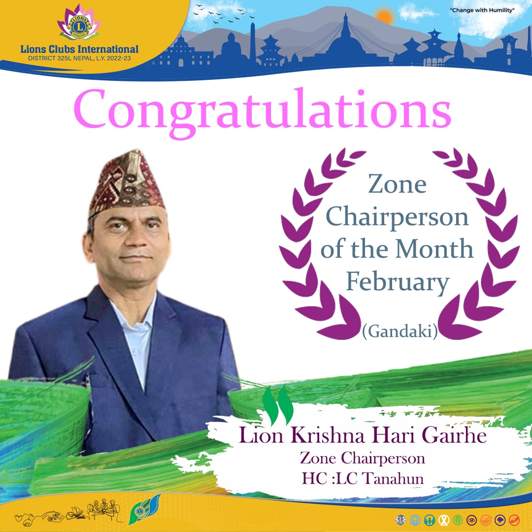 Zone Chairperson of the Month February 2023 Gandaki