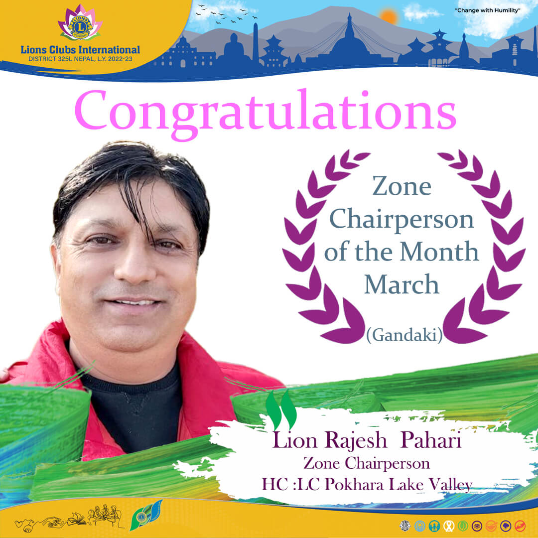 Zone Chairperson of the Month March Gandaki