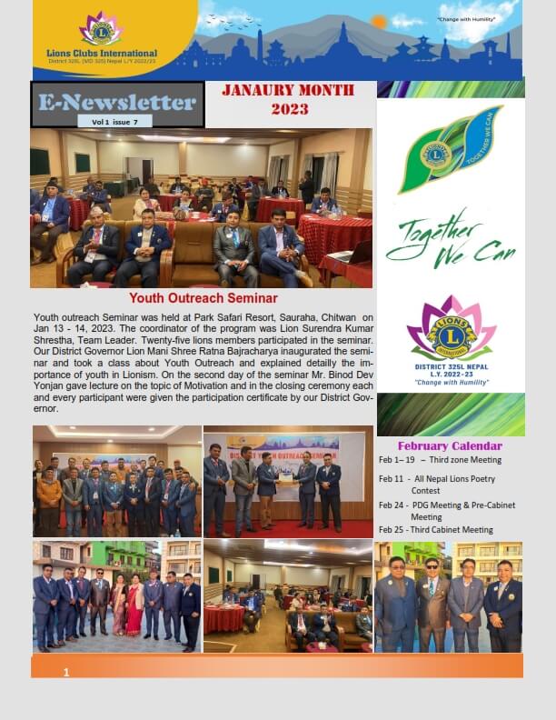 News Letter for the Month of January