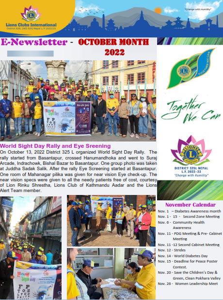 Newsletter for the month of October