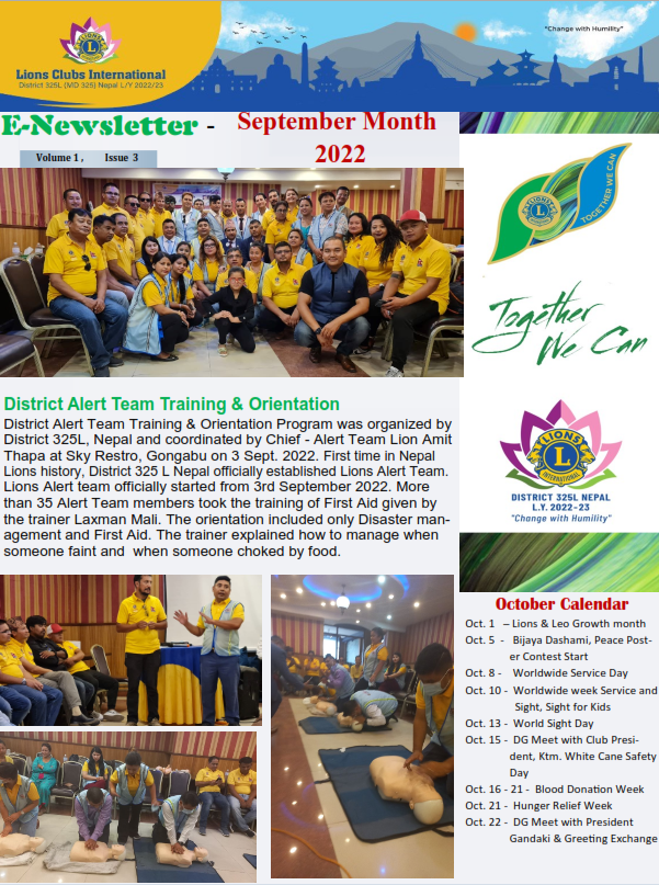 Newsletter for the month of September